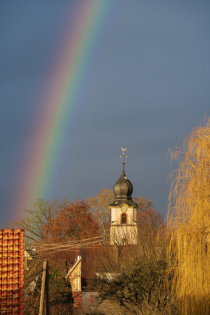 Rainbow over the village